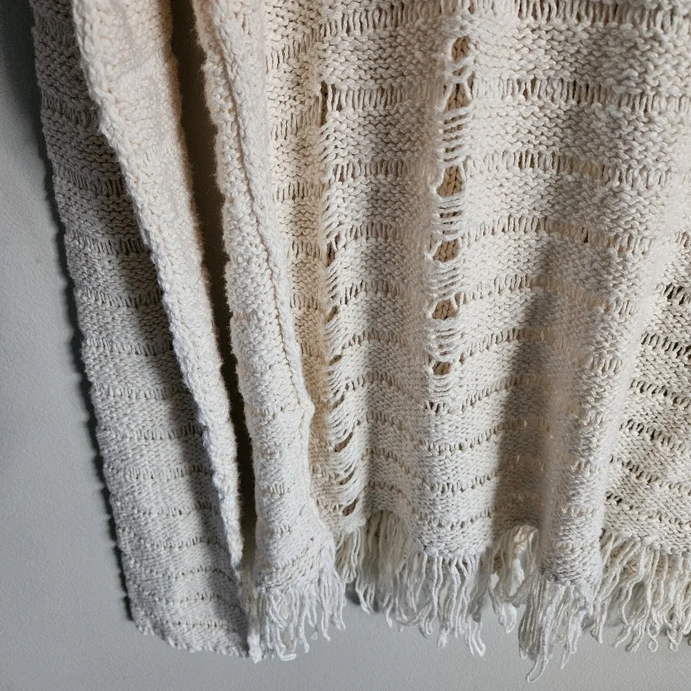 Pam & Gela Cream Fringe Open Back Sweater NWT
